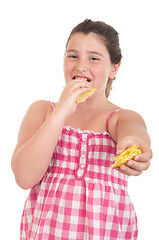 Image showing Girl offering chips