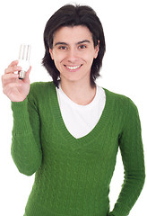 Image showing Woman holding lightbulb