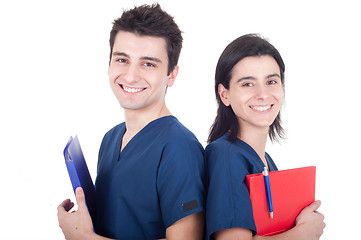 Image showing Doctors team holding folders