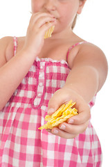 Image showing Girl offering chips