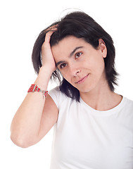 Image showing Stressed casual woman