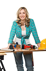 Image showing smiling woman at work