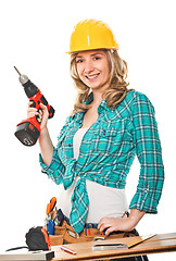 Image showing smiling woman at work