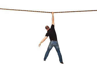 Image showing man on rope