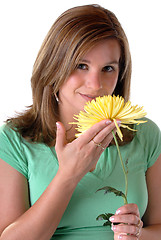 Image showing Woman & Chrysanthemum