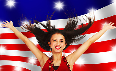 Image showing American Girl Celebrating