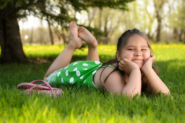 Image showing Kid Relaxing Outside