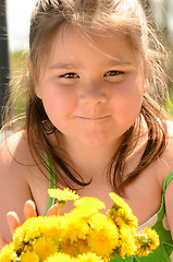 Image showing Dandelion Bouquet Girl