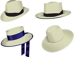 Image showing Four Panama vector hats