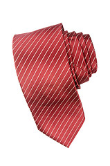 Image showing Striped red and white tie