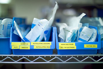 Image showing Sterile surgery instruments await use in a central supply room. (14MP camera)