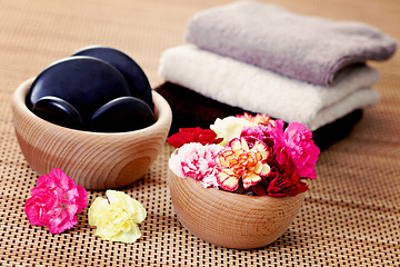 Image showing carnations and pebbles