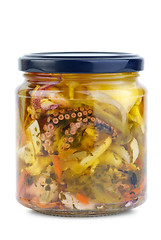 Image showing Seafood conserved in glass jar