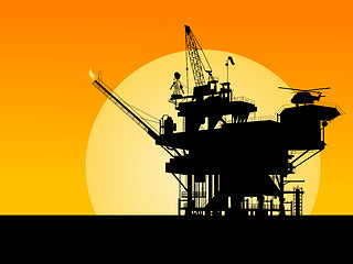 Image showing Oil platform silhouette