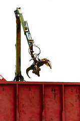 Image showing Industrial crane loading into train
