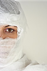 Image showing Girl after accident against white isolated background