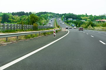 Image showing Hoghway with cars and trees