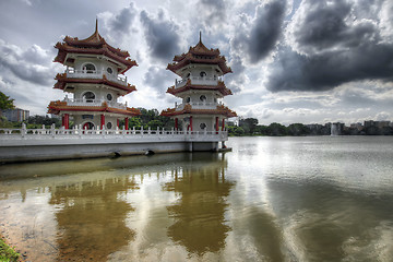 Image showing Twin Pagodas at Chinese Garden