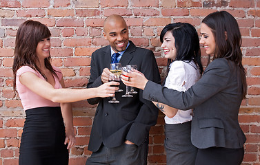 Image showing Young people drinking wine and having fun