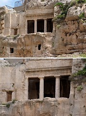 Image showing Ancient tomb cave of Benei Hezir in Jerusalem