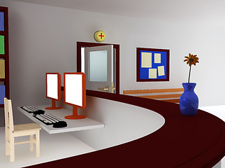 Image showing 3d of hospital waiting room and registry