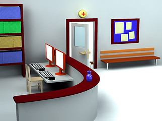 Image showing 3d of hospital waiting room and registry