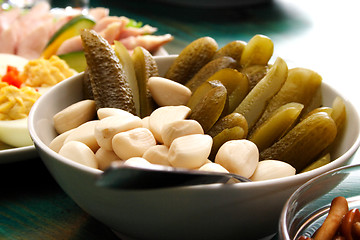 Image showing garlic and cucumber on the table