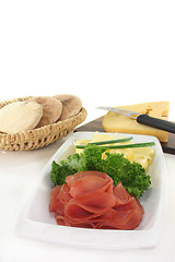 Image showing Sausage cheese plate