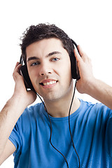 Image showing Young man listen music