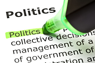 Image showing 'Politics' highlighted in green