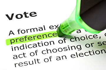 Image showing 'Preference' highlighted, under 'Vote'