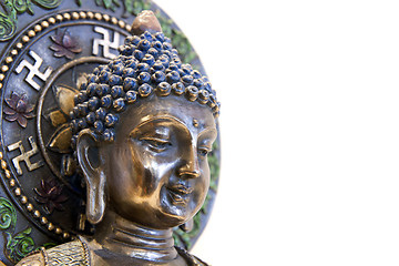 Image showing Nepal Buddha with Swastika Lotus Symbols Side