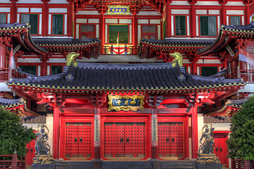 Image showing Buddha Tooth Relic Temple Front Doors
