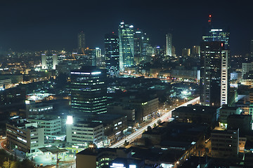 Image showing The Tel aviv skyline - Night city