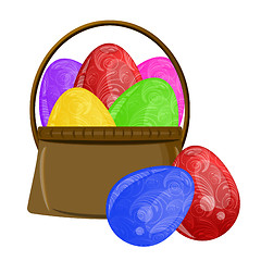 Image showing Happy Easter Egg Basket with Scroll Design