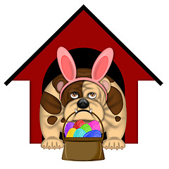 Image showing English Bull Dog with Easter Bunny Headband