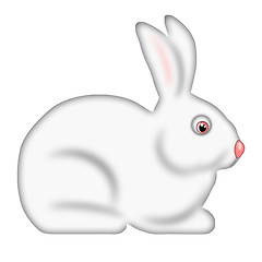 Image showing White Easter Bunny Side View Isolated White Background