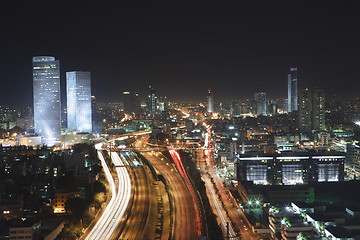Image showing The Tel aviv skyline - Night city