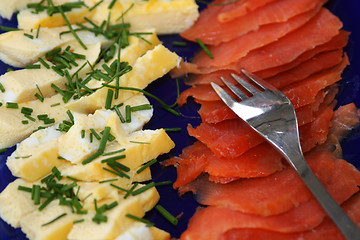 Image showing eggs and smoked salmon