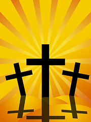 Image showing Good Friday Easter Day Crosses Sun Rays Background