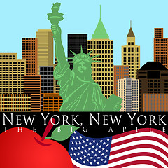 Image showing New York Skyline with Statue of Liberty Color