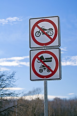 Image showing No motorcycles traffic sign.