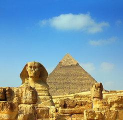 Image showing egypt Cheops pyramid and sphinx