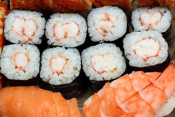 Image showing set of rolls and sushi