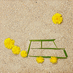 Image showing Eco car illustration in sand