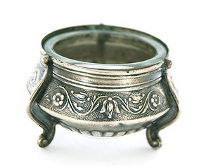 Image showing Nickel silver mustard-pot on white background