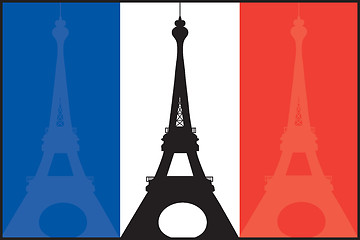 Image showing French Flag and Eiffel