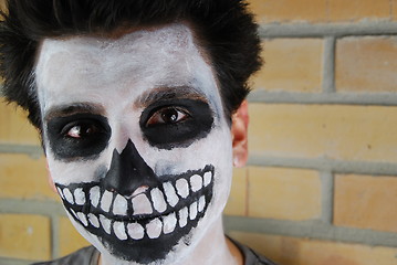 Image showing Portrait of a creepy skeleton guy (Carnival face painting)