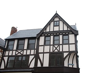 Image showing Black and white tudor house (isolated)