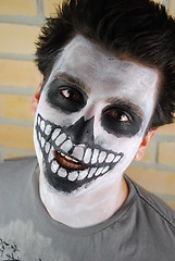 Image showing Portrait of a creepy skeleton guy (Carnival face painting)